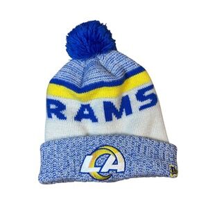 Los Angeles Rams NFL New Era Knit Beanie Hat Pom Blue Yellow White